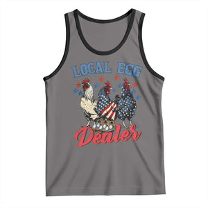 Funny Local Egg Dealer Tank Top Egg Farmer American Flag Chicken Easter TS11 Deep Heather Black Print Your Wear