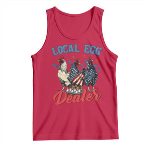 Funny Local Egg Dealer Tank Top Egg Farmer American Flag Chicken Easter TS11 Red Print Your Wear