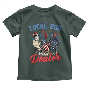 Funny Local Egg Dealer Toddler T Shirt Egg Farmer American Flag Chicken Easter TS11 Dark Forest Green Print Your Wear
