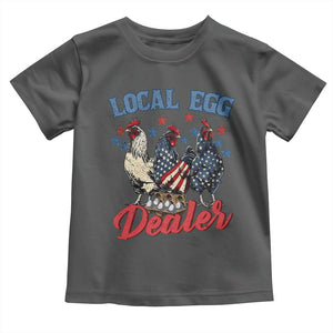 Funny Local Egg Dealer Toddler T Shirt Egg Farmer American Flag Chicken Easter TS11 Dark Heather Print Your Wear