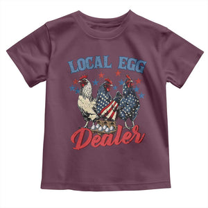 Funny Local Egg Dealer Toddler T Shirt Egg Farmer American Flag Chicken Easter TS11 Maroon Print Your Wear