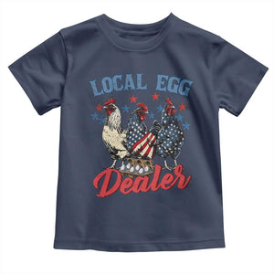Funny Local Egg Dealer Toddler T Shirt Egg Farmer American Flag Chicken Easter TS11 Navy Print Your Wear