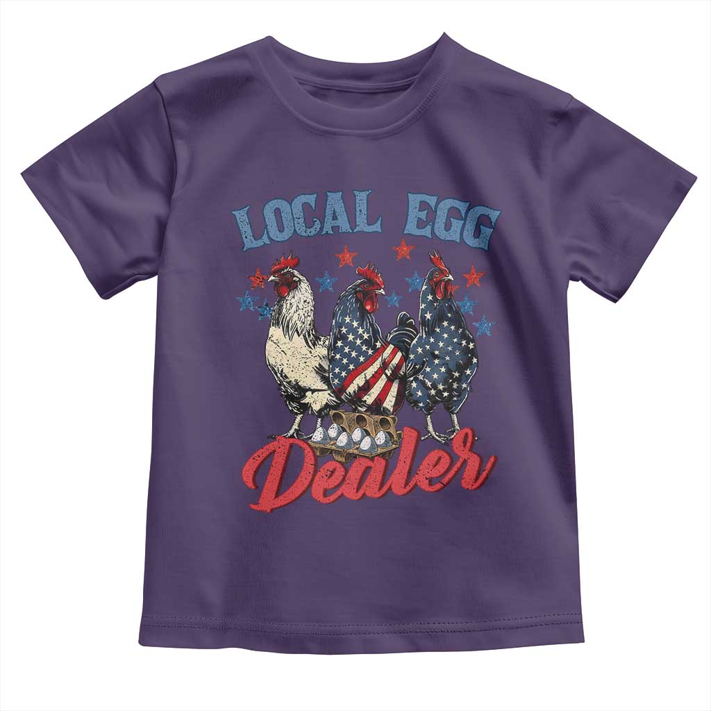 Funny Local Egg Dealer Toddler T Shirt Egg Farmer American Flag Chicken Easter TS11 Purple Print Your Wear