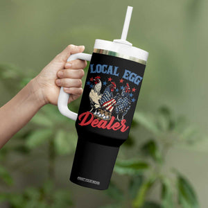 Funny Local Egg Dealer Tumbler With Handle Egg Farmer American Flag Chicken Easter TS11 Print Your Wear