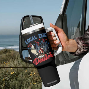 Funny Local Egg Dealer Tumbler With Handle Egg Farmer American Flag Chicken Easter TS11 Print Your Wear