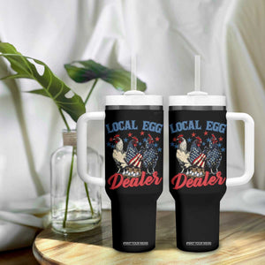 Funny Local Egg Dealer Tumbler With Handle Egg Farmer American Flag Chicken Easter TS11 Print Your Wear