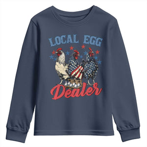 Funny Local Egg Dealer Youth Sweatshirt Egg Farmer American Flag Chicken Easter TS11 Navy Print Your Wear