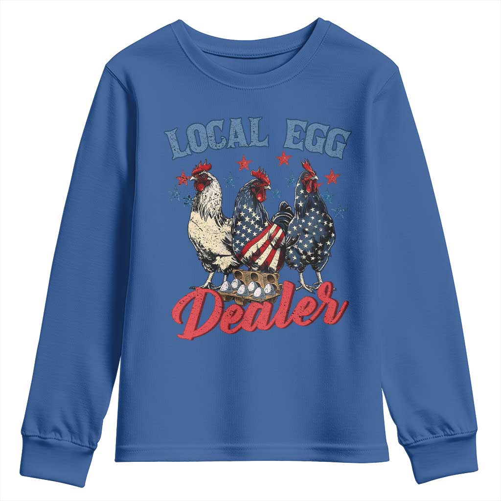 Funny Local Egg Dealer Youth Sweatshirt Egg Farmer American Flag Chicken Easter TS11 Royal Blue Print Your Wear