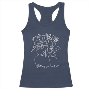 Funny Not My President Racerback Tank Top Liberal Floral Woman Face TS11 Navy Print Your Wear