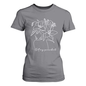 Funny Not My President T Shirt For Women Liberal Floral Woman Face TS11 Charcoal Print Your Wear