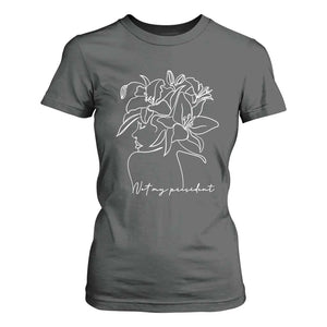 Funny Not My President T Shirt For Women Liberal Floral Woman Face TS11 Dark Heather Print Your Wear