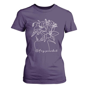 Funny Not My President T Shirt For Women Liberal Floral Woman Face TS11 Purple Print Your Wear