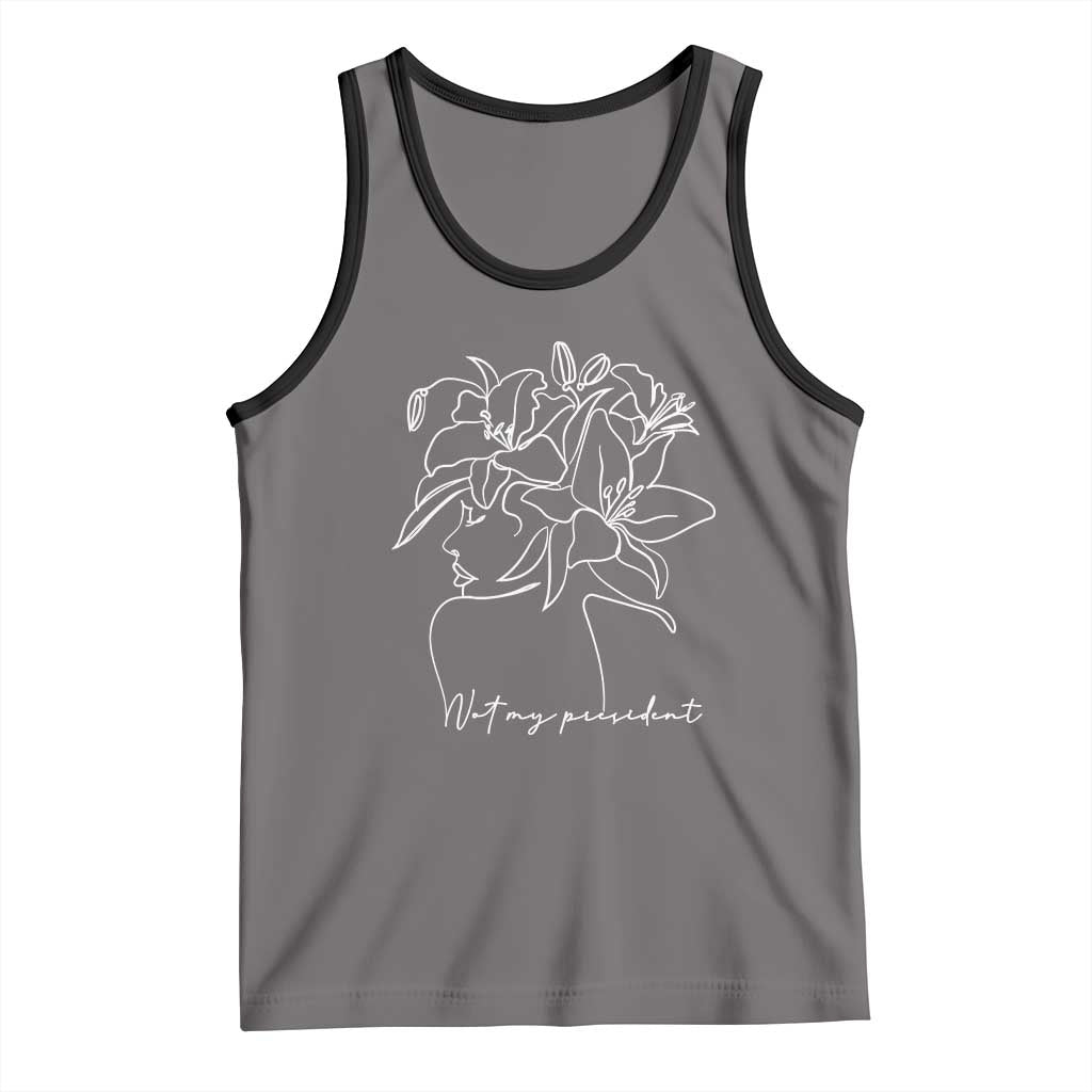 Funny Not My President Tank Top Liberal Floral Woman Face TS11 Deep Heather Black Print Your Wear