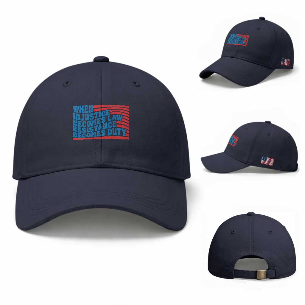 When Injustice Becomes Law Resistance Becomes Duty Baseball Cap Thomas Jefferson Quotes TS11 Baseball Cap Universal Fit Navy Print Your Wear