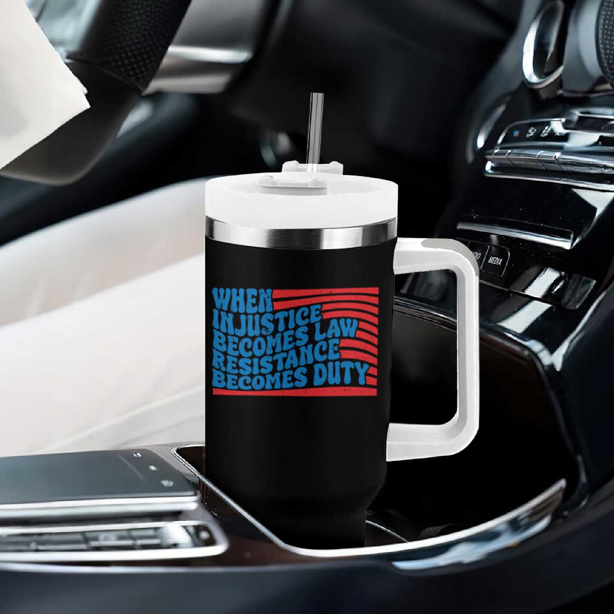 When Injustice Becomes Law Resistance Becomes Duty Tumbler With Handle Thomas Jefferson Quotes TS11 Print Your Wear