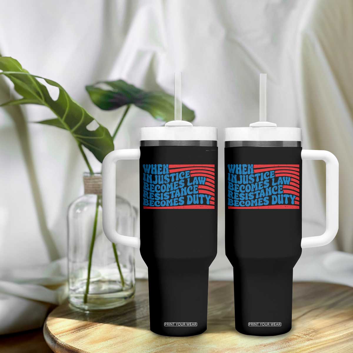 When Injustice Becomes Law Resistance Becomes Duty Tumbler With Handle Thomas Jefferson Quotes TS11 Print Your Wear