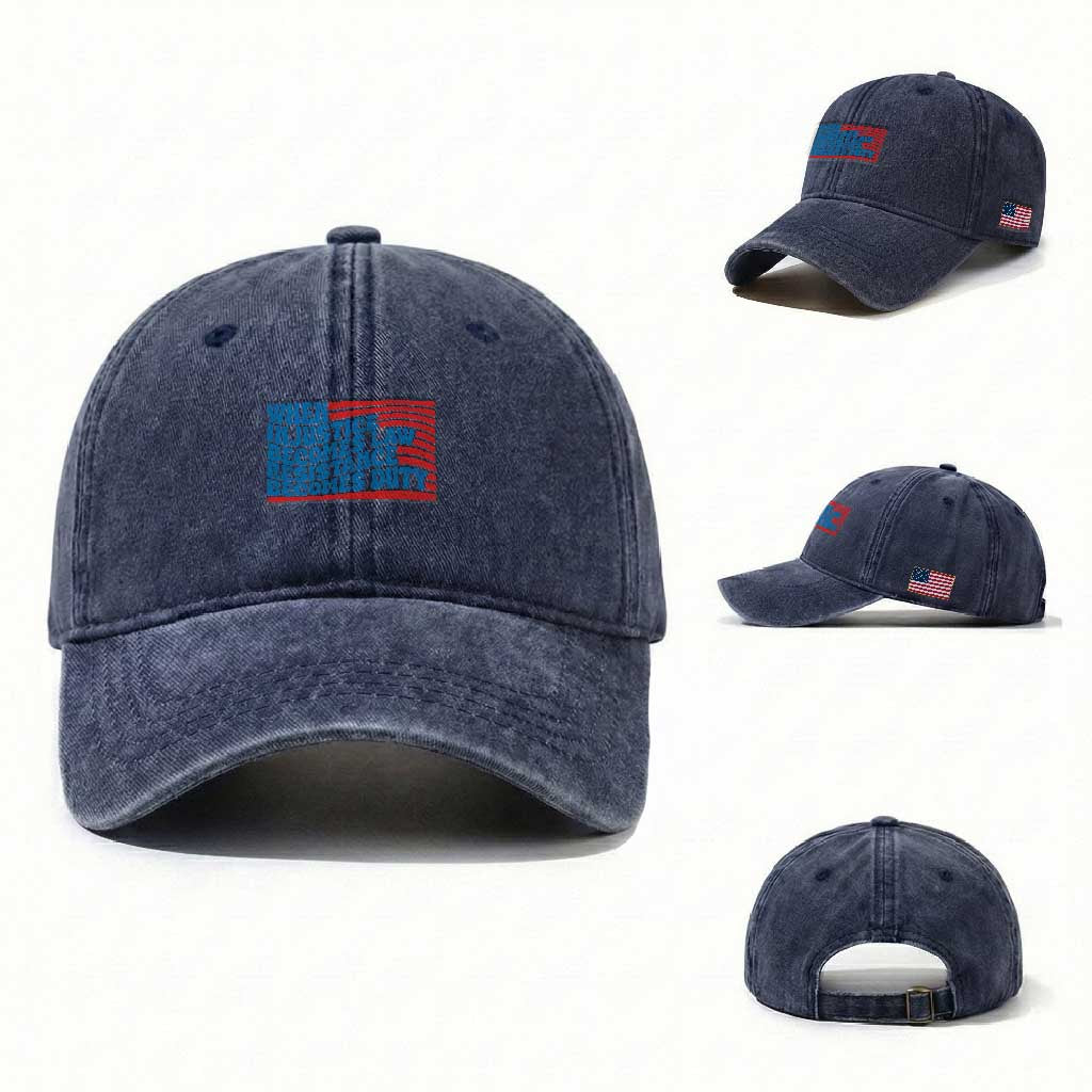 When Injustice Becomes Law Resistance Becomes Duty Washed Cotton Baseball Cap Thomas Jefferson Quotes TS11 Washed Cap Universal Fit Navy Print Your Wear