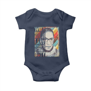 When Injustice Becomes Law Resistance Becomes Duty Baby Onesie RBG Quote TS11 Navy Print Your Wear