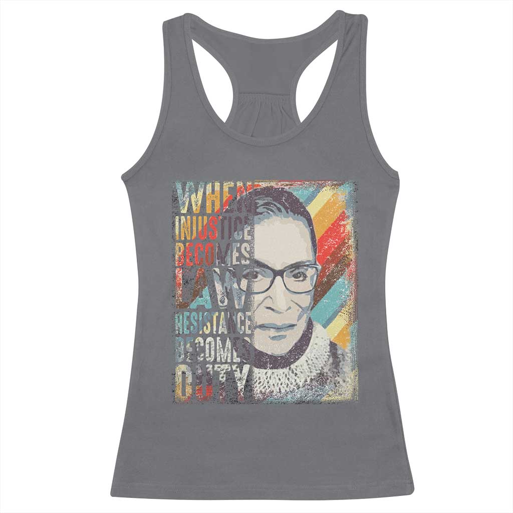 When Injustice Becomes Law Resistance Becomes Duty Racerback Tank Top RBG Quote TS11 Charcoal Print Your Wear