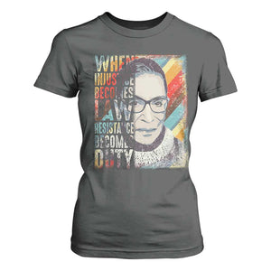 When Injustice Becomes Law Resistance Becomes Duty T Shirt For Women RBG Quote TS11 Dark Heather Print Your Wear