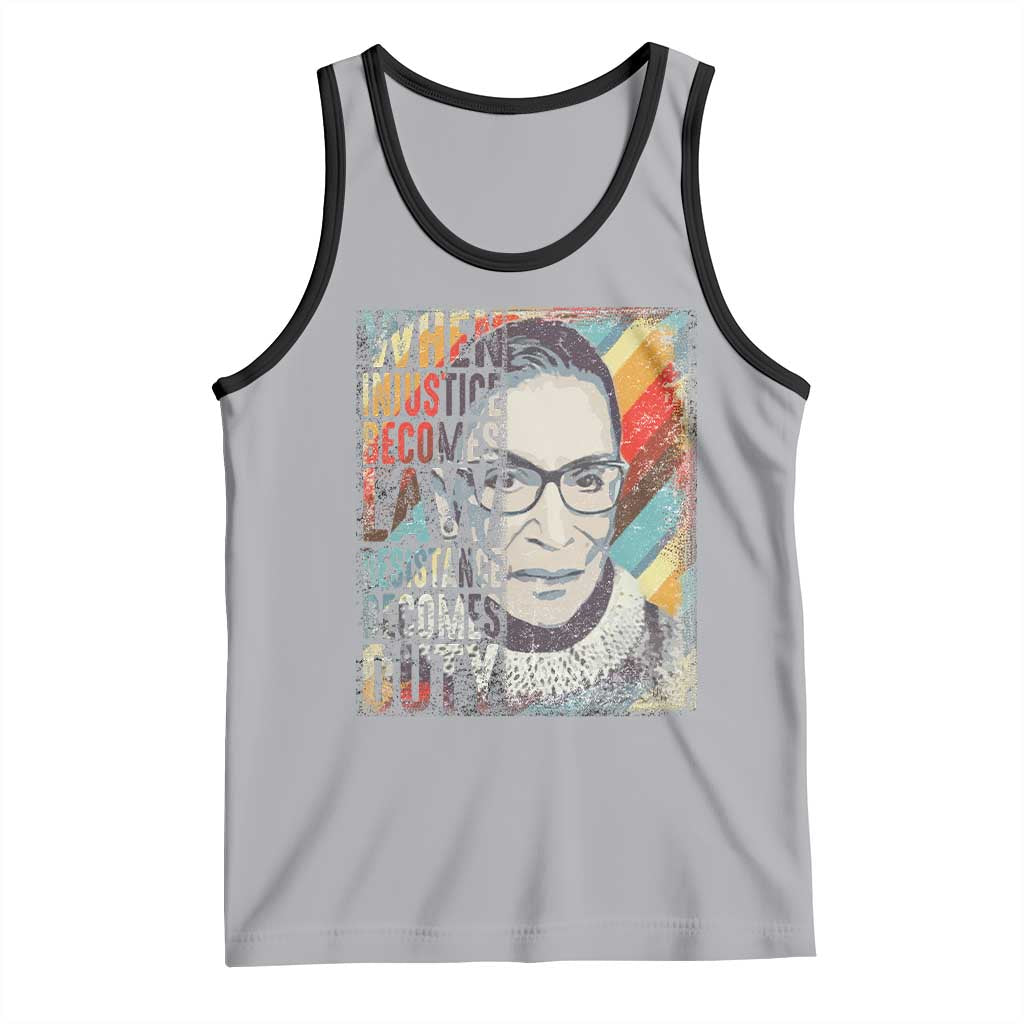 When Injustice Becomes Law Resistance Becomes Duty Tank Top RBG Quote TS11 Athletic Heather Black Print Your Wear