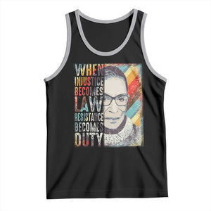 When Injustice Becomes Law Resistance Becomes Duty Tank Top RBG Quote TS11 Black Athletic Heather Print Your Wear