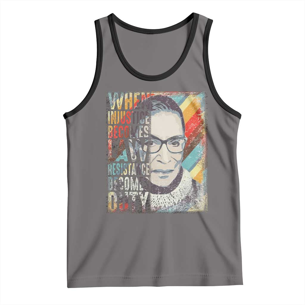 When Injustice Becomes Law Resistance Becomes Duty Tank Top RBG Quote TS11 Deep Heather Black Print Your Wear