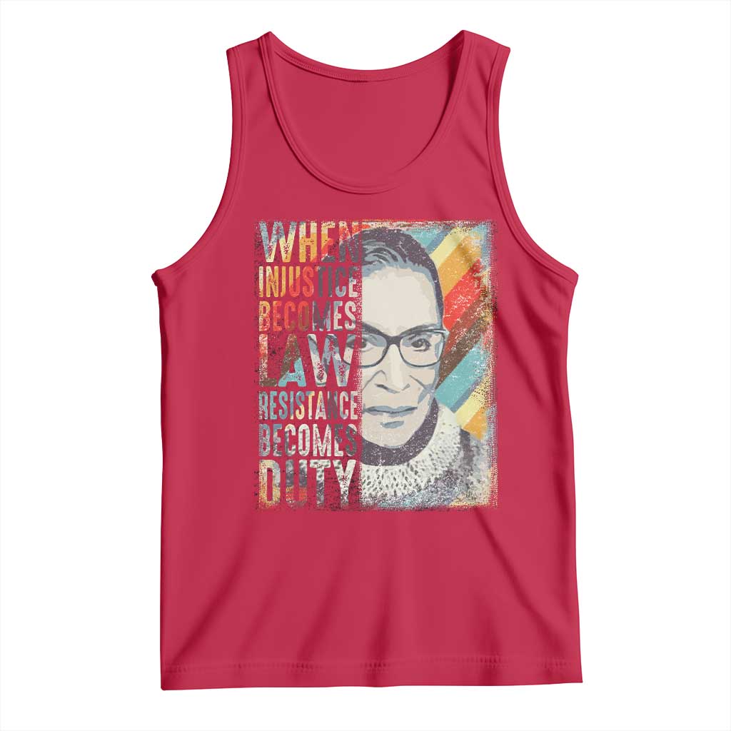 When Injustice Becomes Law Resistance Becomes Duty Tank Top RBG Quote TS11 Red Print Your Wear