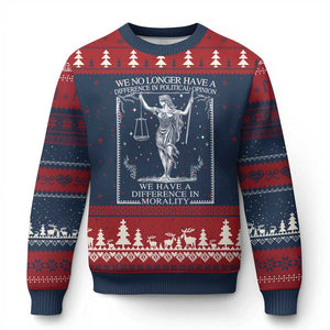 We No Longer Have A Difference In Political Opinion Ugly Christmas Sweater Justice Political TS11 Navy Red Print Your Wear