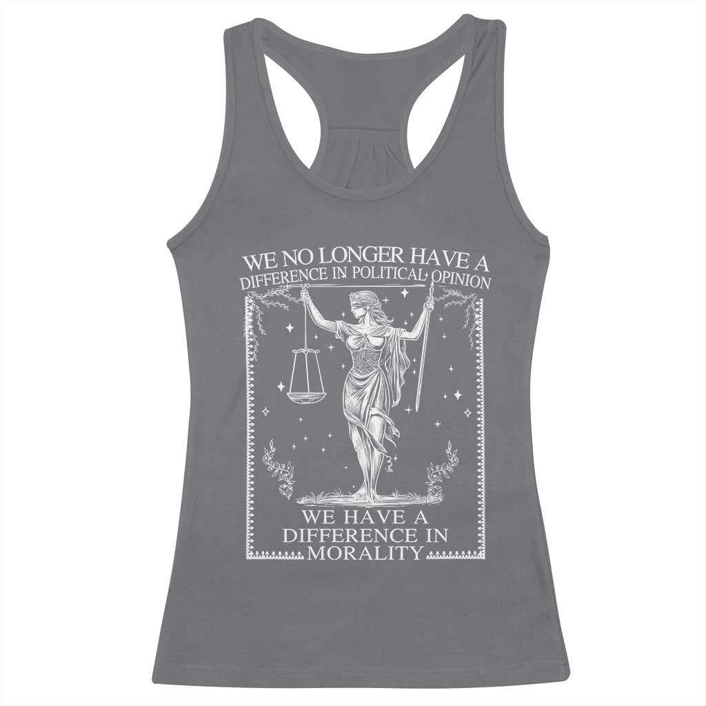 We No Longer Have A Difference In Political Opinion Racerback Tank Top Justice Political TS11 Charcoal Print Your Wear