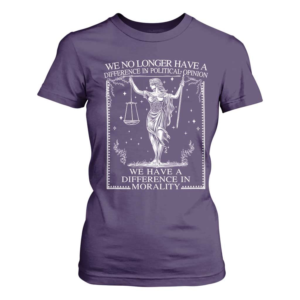 We No Longer Have A Difference In Political Opinion T Shirt For Women Justice Political TS11 Purple Print Your Wear