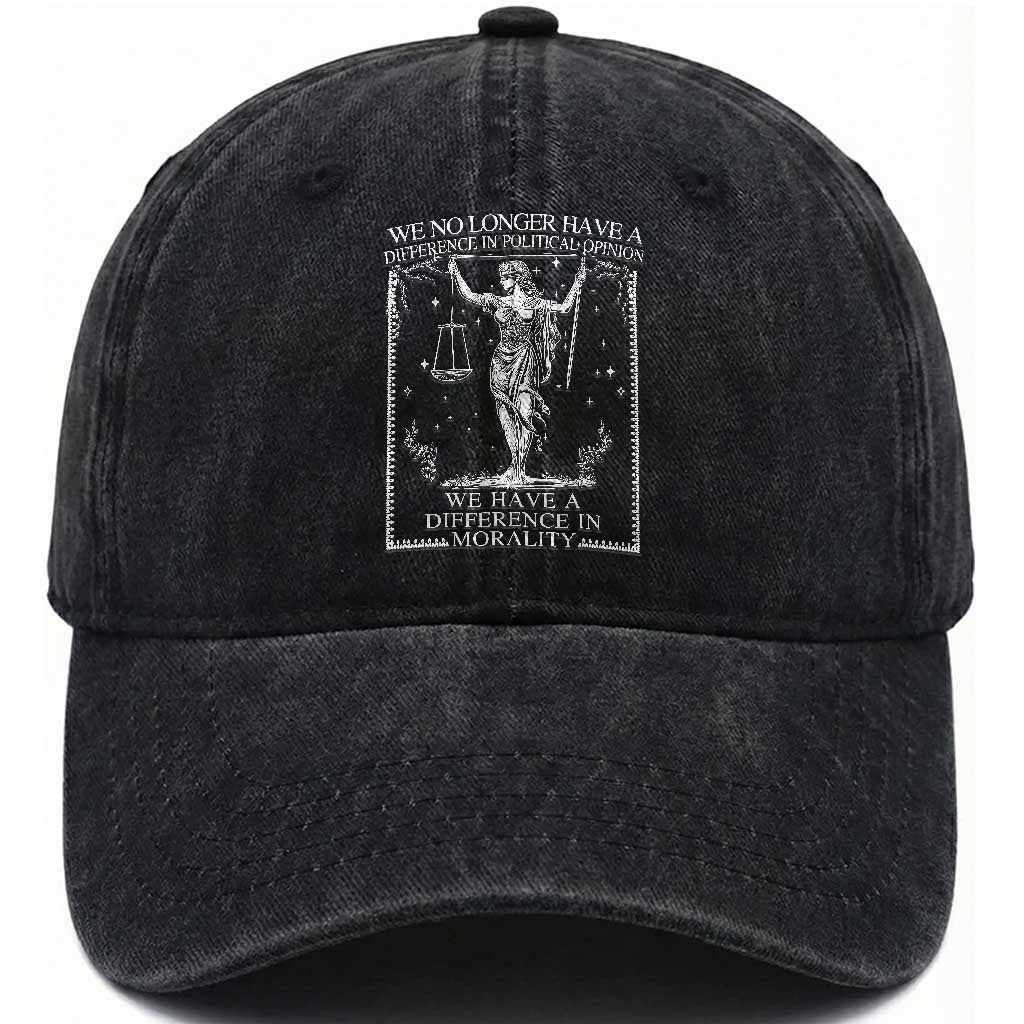 We No Longer Have A Difference In Political Opinion Washed Cotton Baseball Cap Justice Political TS11 Print Your Wear