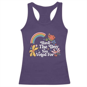 Have The Day You Voted For Racerback Tank Top Retro Rainbow TS11 Purple Print Your Wear