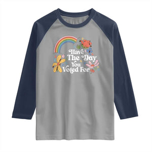 Have The Day You Voted For Raglan Shirt Retro Rainbow TS11 Sport Gray Navy Print Your Wear