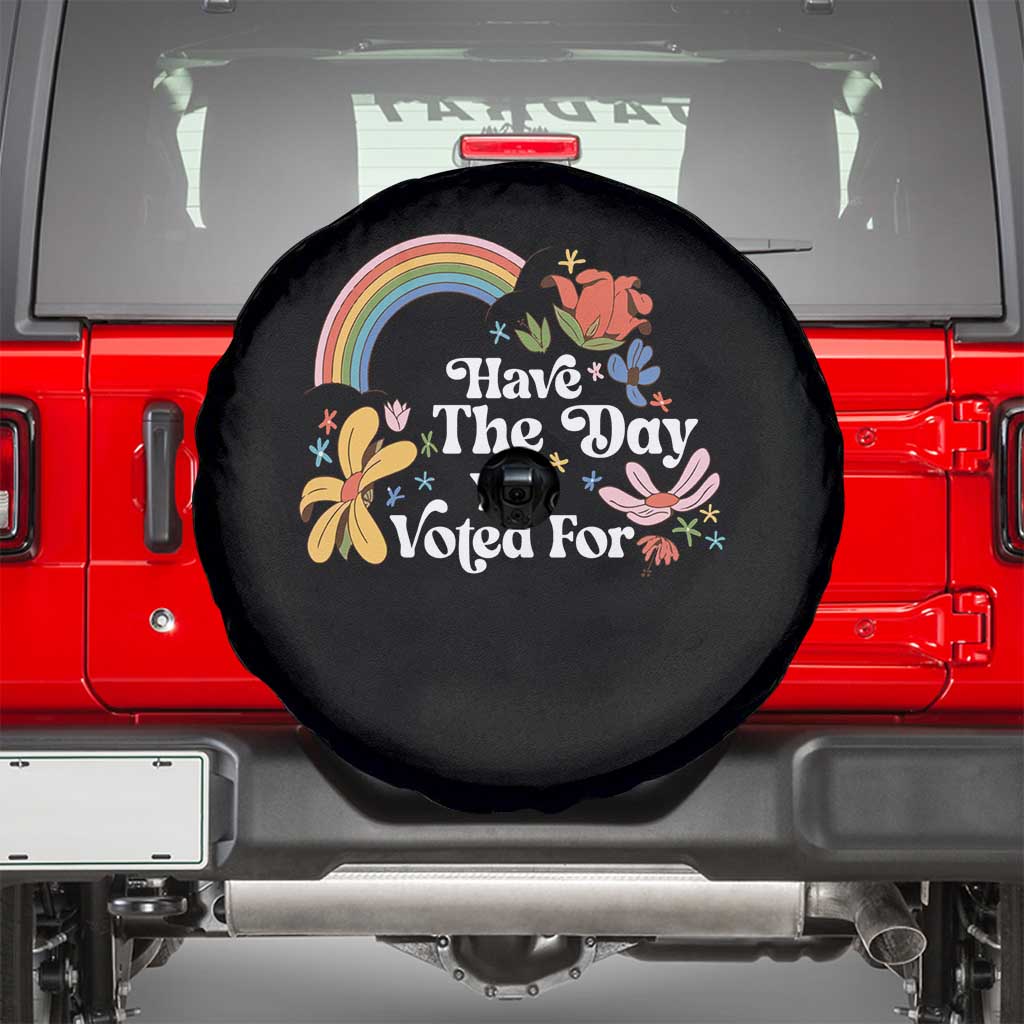 Have The Day You Voted For Spare Tire Cover Retro Rainbow TS11 Black Print Your Wear