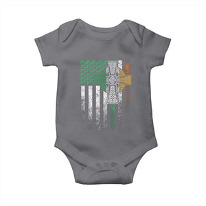 Irish Pride Baby Onesie American Flag Celtic Cross Shamrock St Patrick's Day TS11 Charcoal Print Your Wear
