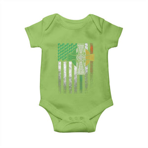 Irish Pride Baby Onesie American Flag Celtic Cross Shamrock St Patrick's Day TS11 Lime Print Your Wear