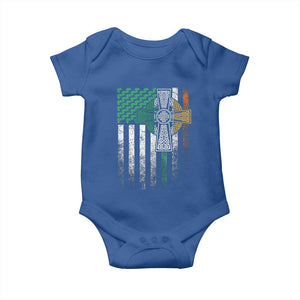 Irish Pride Baby Onesie American Flag Celtic Cross Shamrock St Patrick's Day TS11 Royal Blue Print Your Wear