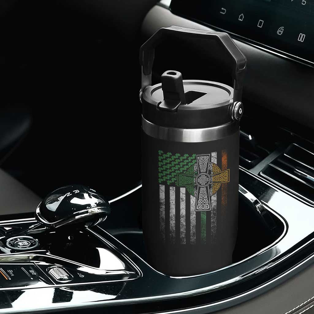 Irish Pride Flip Straw Tumbler American Flag Celtic Cross Shamrock St Patrick's Day TS11 Print Your Wear