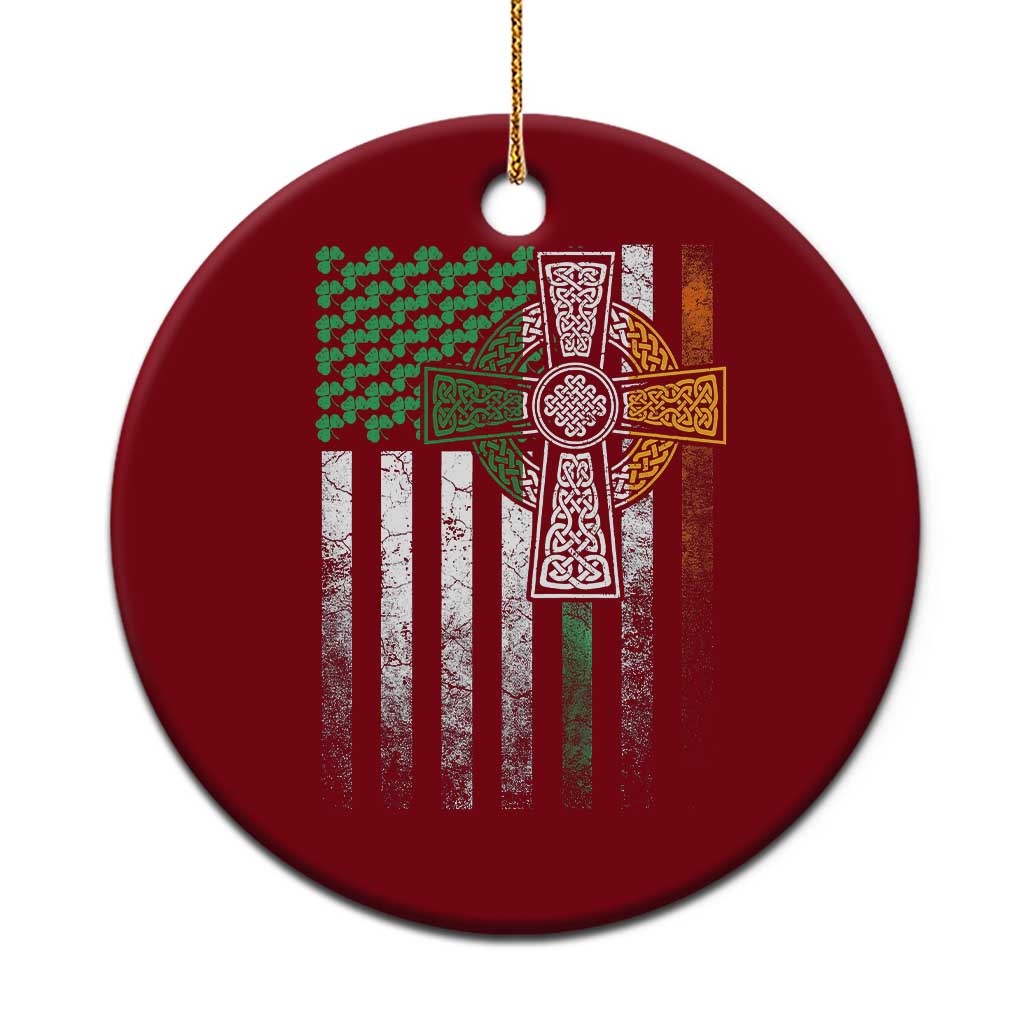 Irish Pride Ceramic Ornament American Flag Celtic Cross Shamrock St Patrick's Day TS11 1pc Red Print Your Wear