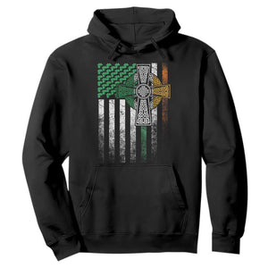 Irish Pride Hoodie American Flag Celtic Cross Shamrock St Patrick's Day TS11 Black Print Your Wear