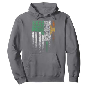 Irish Pride Hoodie American Flag Celtic Cross Shamrock St Patrick's Day TS11 Charcoal Print Your Wear