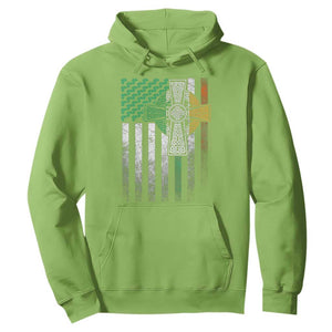 Irish Pride Hoodie American Flag Celtic Cross Shamrock St Patrick's Day TS11 Lime Print Your Wear