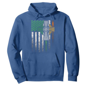 Irish Pride Hoodie American Flag Celtic Cross Shamrock St Patrick's Day TS11 Royal Blue Print Your Wear