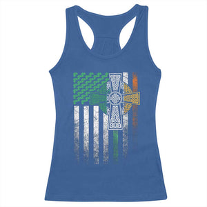 Irish Pride Racerback Tank Top American Flag Celtic Cross Shamrock St Patrick's Day TS11 Royal Blue Print Your Wear