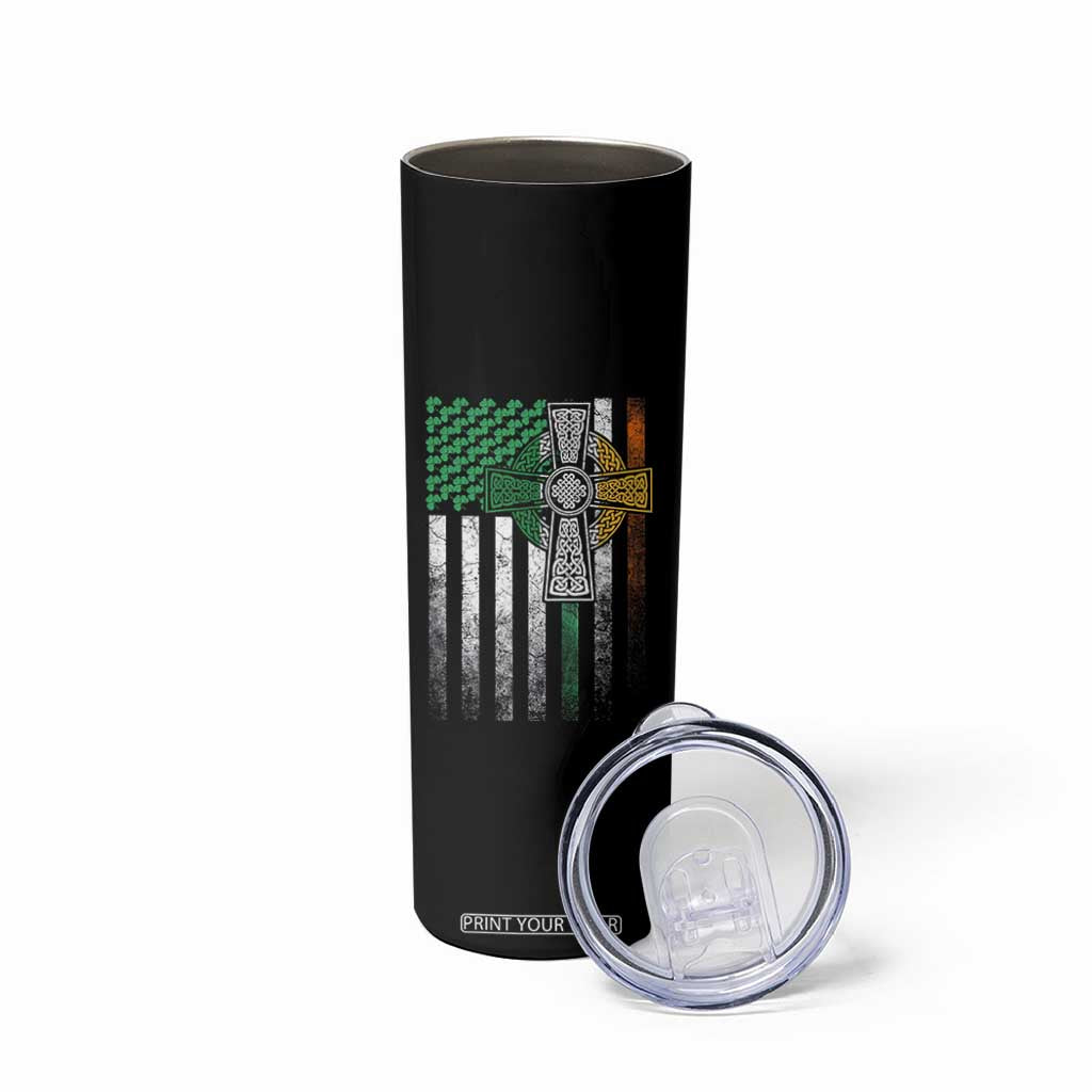 Irish Pride Skinny Tumbler American Flag Celtic Cross Shamrock St Patrick's Day TS11 Print Your Wear