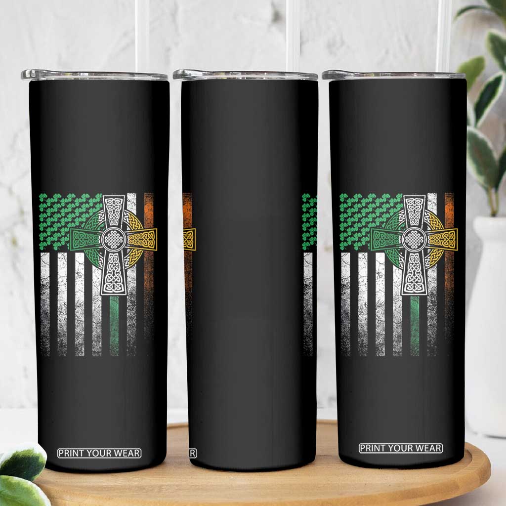 Irish Pride Skinny Tumbler American Flag Celtic Cross Shamrock St Patrick's Day TS11 Print Your Wear