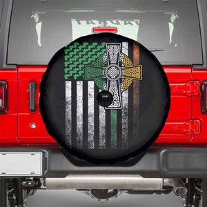 Irish Pride Spare Tire Cover American Flag Celtic Cross Shamrock St Patrick's Day TS11 Black Print Your Wear
