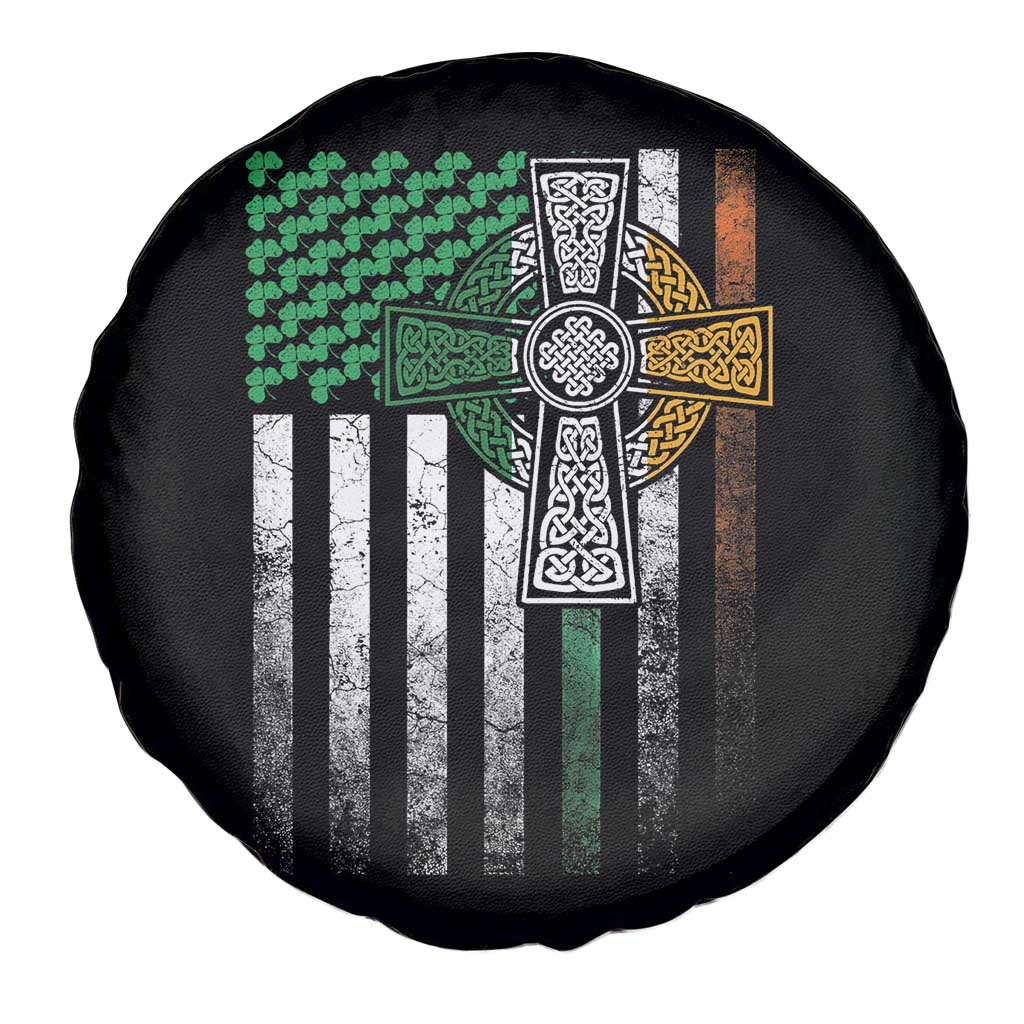 Irish Pride Spare Tire Cover American Flag Celtic Cross Shamrock St Patrick's Day TS11 Print Your Wear