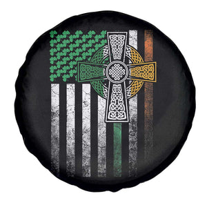 Irish Pride Spare Tire Cover American Flag Celtic Cross Shamrock St Patrick's Day TS11 Print Your Wear